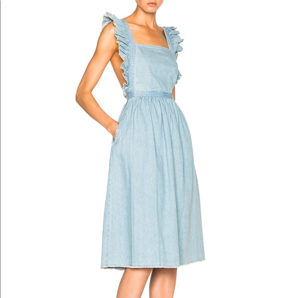 Ulla Johnson Light Blue Ruffle-strap Midi Dress